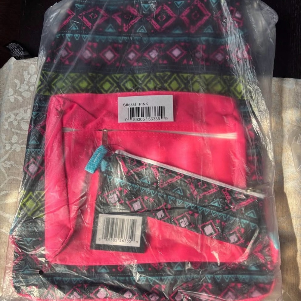 Pink and Patterned Backpack Set
